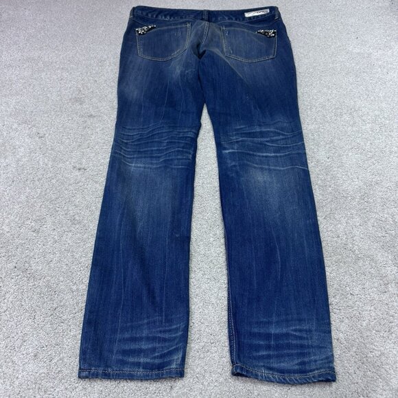 Express Jeans Ultra Skinny Zelda Slim Fit Rhinestone Blue Low Rise Women’s Sz 10 - Picture 12 of 13